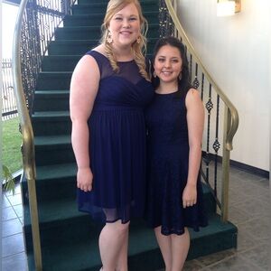 David’s Bridal Mesh Dress with Illusion Neckline